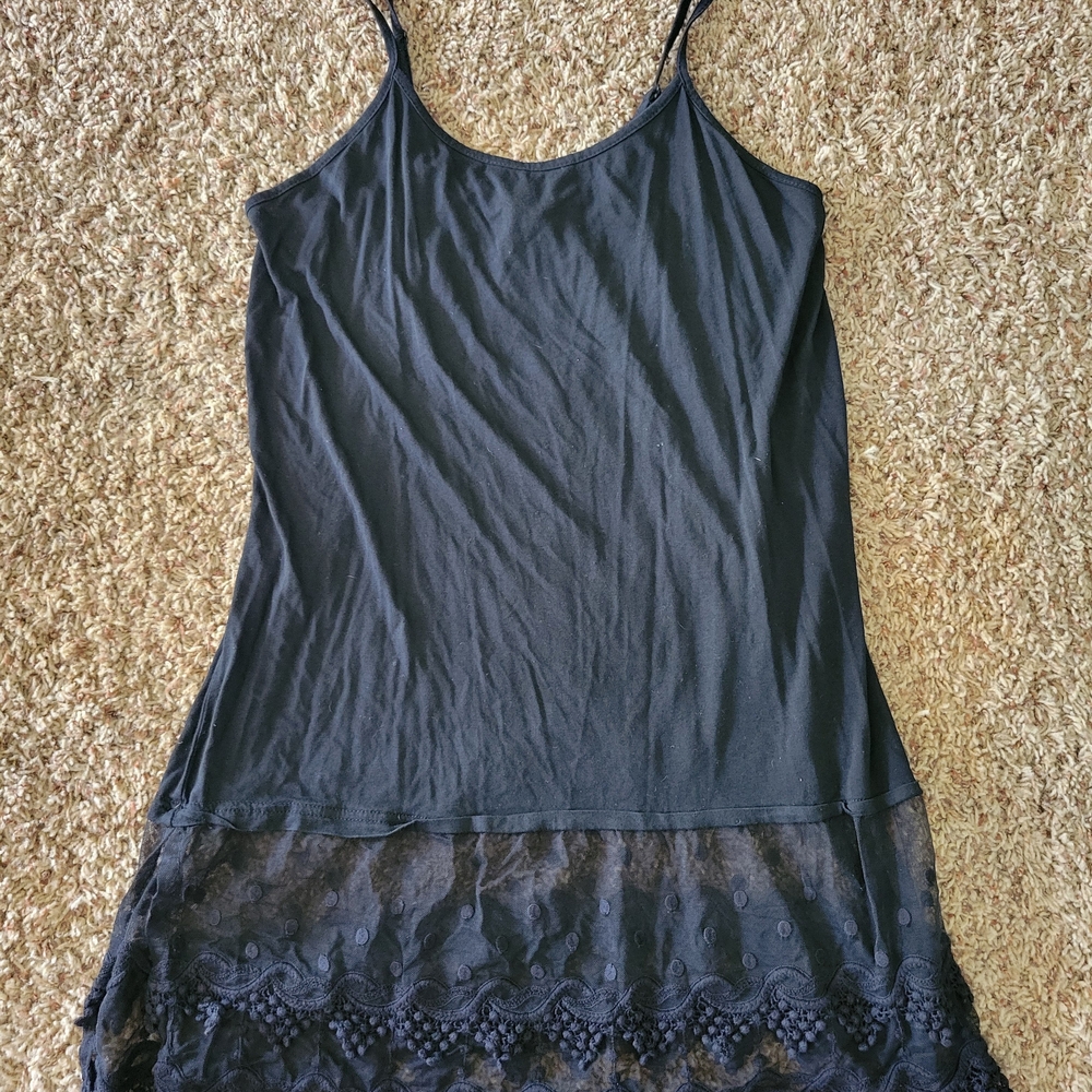 Black Lace Trim Slip Nightgown